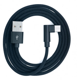 SYSTEM-S USB 3.1 Kabel 100 cm Typ C Stecker zu 2.0 A Stecker Winkel geflochten Schwarz