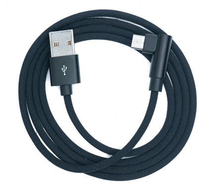 SYSTEM-S USB 2.0 Kabel 100 cm Micro Stecker zu 2.0 A Stecker Winkel geflochten Schwarz