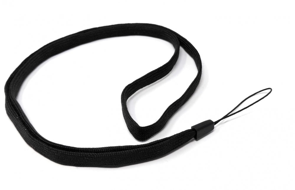 Collier, tour de cou et sangle de transport SYSTEM-S avec boucle en noir pour lecteurs MP3 pour smartphone