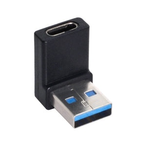 Adaptateur SYSTEM-S USB 3.1 type C femelle vers câble coudé 3.0 type A mâle en noir