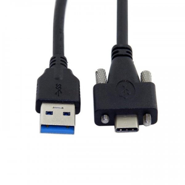 SYSTEM-S USB 3.1 cable 8 m type C plug to 3.0 type A plug screw in black