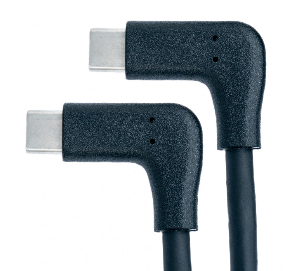 SYSTEM-S USB 3.1 Gen 2 Kabel 100 cm Typ C Stecker zu Stecker 2x Winkel Adapter in Schwarz