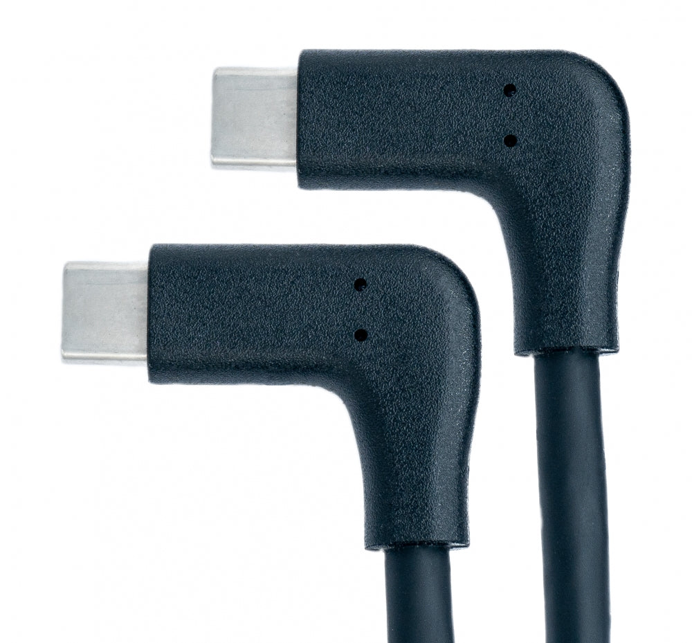 USB 3.1 Gen 2 Kabel 100 cm Typ C Stecker zu Stecker 2x Winkel Adapter in Schwarz