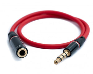 Câble audio SYSTEM-S 30 cm Adaptateur Jack Stéréo 3,5 mm Mâle vers Femelle Rouge