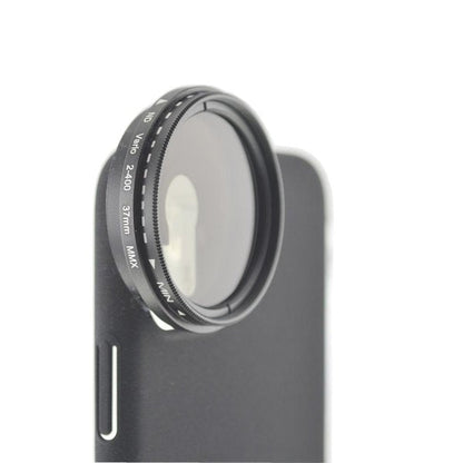 SYSTEM-S ND Vario Filter 37 mm Neutraldichtefilter in Schwarz mit Hülle für iPhone 12 Pro