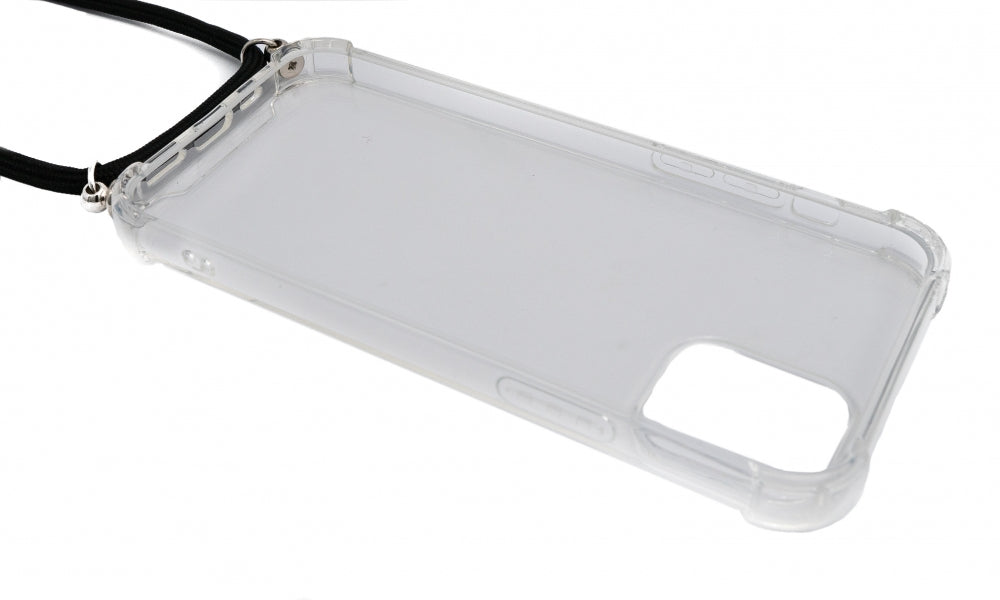 Case with silicone strap in transparent protective case compatible with iPhone 12