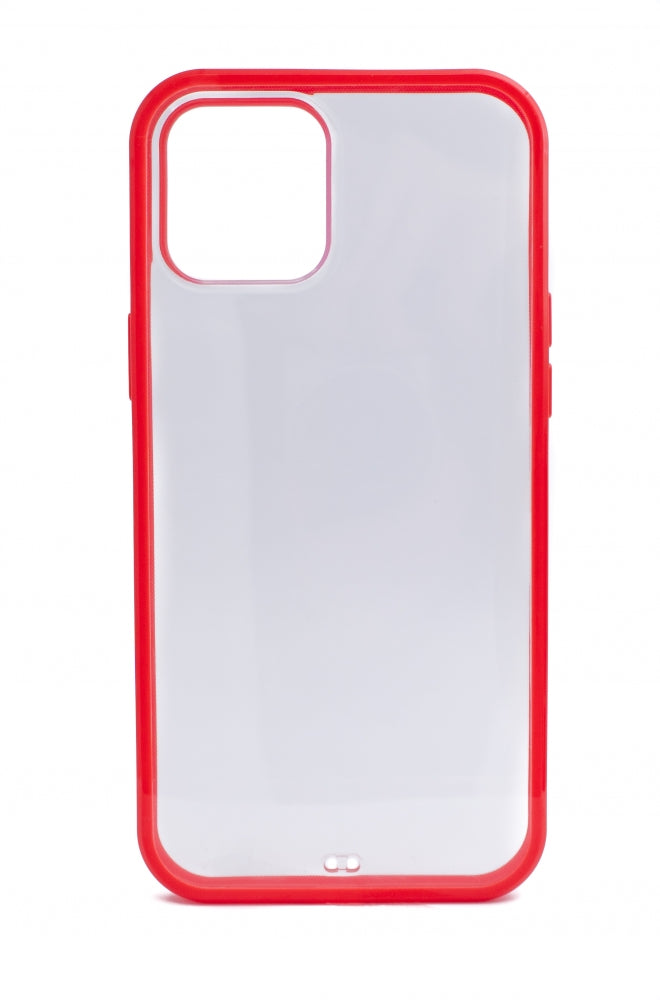 Funda protectora de silicona SYSTEM-S en color rojo, funda transparente compatible con iPhone 12 Pro Max