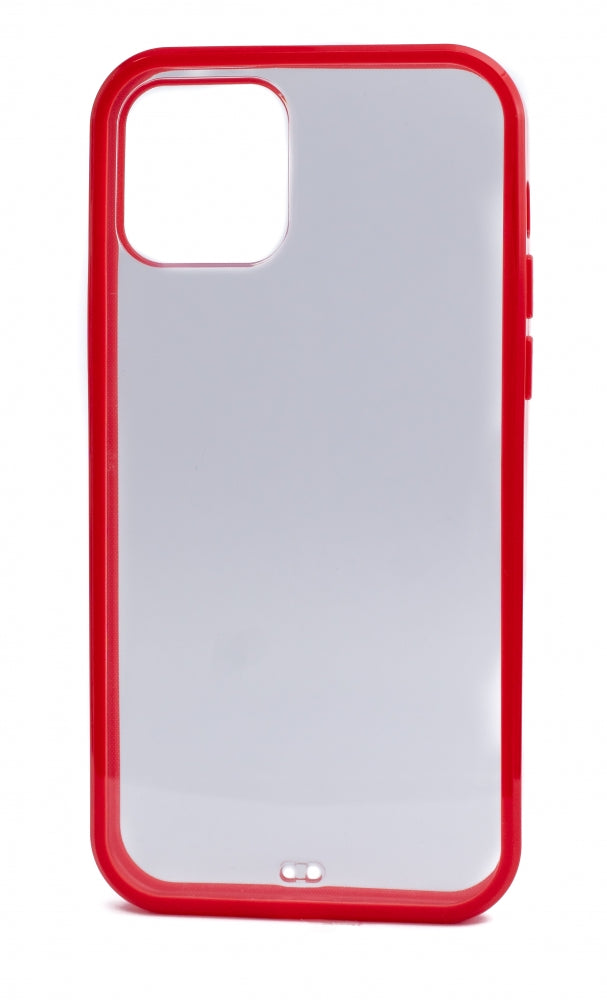 Coque de protection en silicone SYSTEM-S en coque transparente rouge compatible avec iPhone 12 Pro