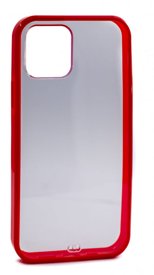 Funda protectora de silicona en funda transparente roja compatible con iPhone 12