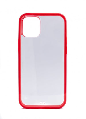 Coque de protection en silicone SYSTEM-S en coque transparente rouge compatible avec iPhone 12 Mini