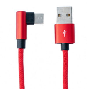 Cable USB 3.1 SYSTEM-S 100 cm Tipo C macho a 2.0 A macho ángulo trenzado en rojo