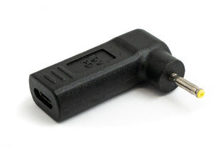 Adaptador USB 3.1 Tipo C Hembra a DC 20V 5.5 x 2.5 mm Cable Macho en Ángulo Negro