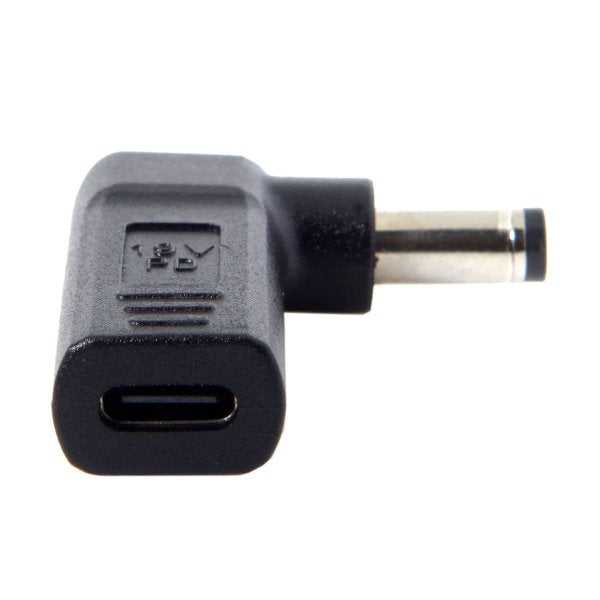 Adaptador USB 3.1 Tipo C Hembra a DC 20V 5.5 x 2.1 mm Cable Macho en Ángulo Negro