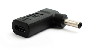 Adaptador USB 3.1 Tipo C Hembra a DC 20V 4.5 x 3.0 mm Cable Macho en Ángulo Negro