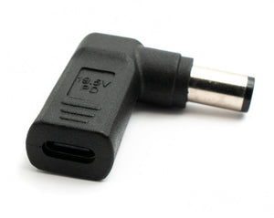 Adaptador USB 3.1 Tipo C Hembra a DC 20V 7.4 x 5.0 mm Cable Macho en Ángulo Negro