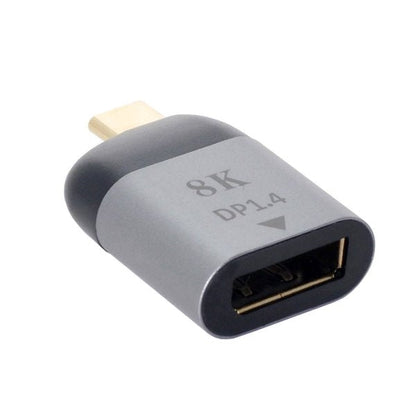 SYSTEM-S DisplayPort 1.4 Adapter Buchse zu USB 3.1 Typ C Stecker Kabel in Grau