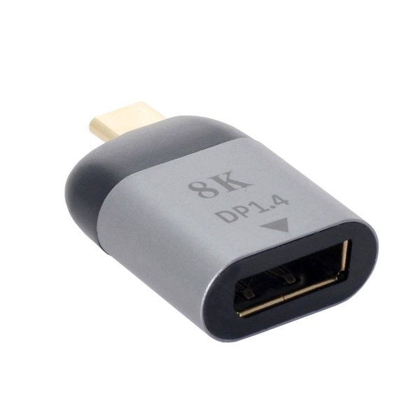 SYSTEM-S DisplayPort 1.4 adapter socket to USB 3.1 Type C plug cable in grey