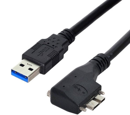 SYSTEM-S USB 3.0 Kabel 5 m Typ A Stecker zu Micro B Stecker Winkel Schraube in Schwarz