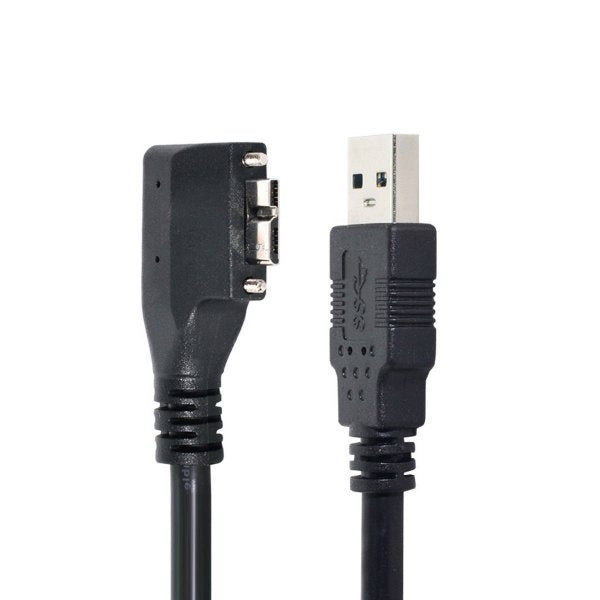 USB 3.0 Kabel 120 cm Typ A Stecker zu Micro B Stecker Winkel Schraube in Schwarz
