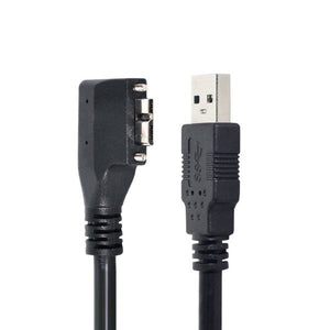 SYSTEM-S USB 3.0 Kabel 3 m Typ A Stecker zu Micro B Stecker Winkel Schraube in Schwarz