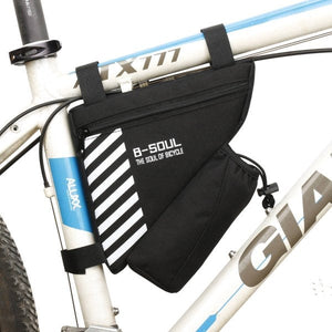 SYSTEM-S bicycle bag with bottle holder attachment in black and white