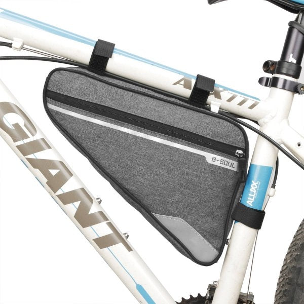 Fahrrad Tasche Befestigung spritzwasserfest in Grau Dreiecktasche Rahmentasche Triangeltasche