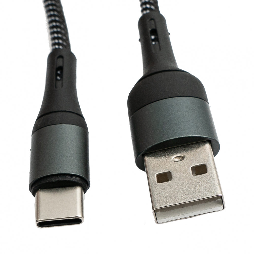 SYSTEM-S USB 3.1 cable 1 m type C plug to 2.0 type A plug braided adapter black