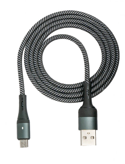 SYSTEM-S USB 2.0 Kabel 1m Micro B Stecker zu 2.0 Typ A Stecker geflochten Adapter Schwarz