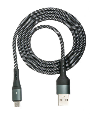 SYSTEM-S USB 2.0 cable 1m Micro B plug to 2.0 Type A plug braided adapter black