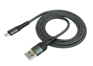 SYSTEM-S USB 2.0 cable 1m Micro B plug to 2.0 Type A plug braided adapter black