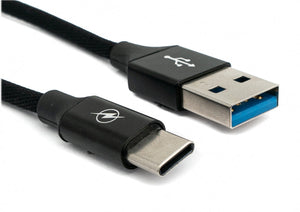 SYSTEM-S USB 3.1 Kabel 1 m Typ C Stecker zu 3.0 Typ A Stecker geflochten Adapter Schwarz