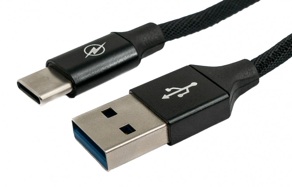 SYSTEM-S USB 3.1 cable 3 m type C plug to 3.0 type A plug braided adapter black