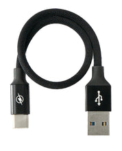 Lade das Bild in den Galerie-Viewer, USB 3.1 Kabel 25cm Typ C Stecker zu 30 Typ A Stecker geflochten Adapter Schwarz
