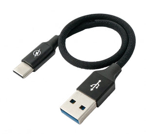 SYSTEM-S USB 3.1 cable 25cm type C plug to 30 type A plug braided adapter black