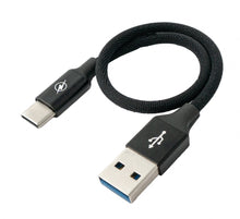 Lade das Bild in den Galerie-Viewer, USB 3.1 Kabel 25cm Typ C Stecker zu 30 Typ A Stecker geflochten Adapter Schwarz
