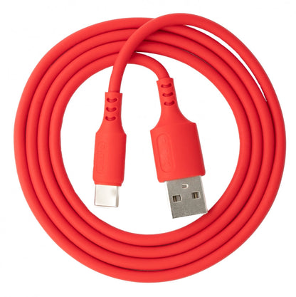 SYSTEM-S USB 3.1 Kabel 1 m Typ C Stecker zu 2.0 Typ A Stecker Adapter aus Silikon in Rot