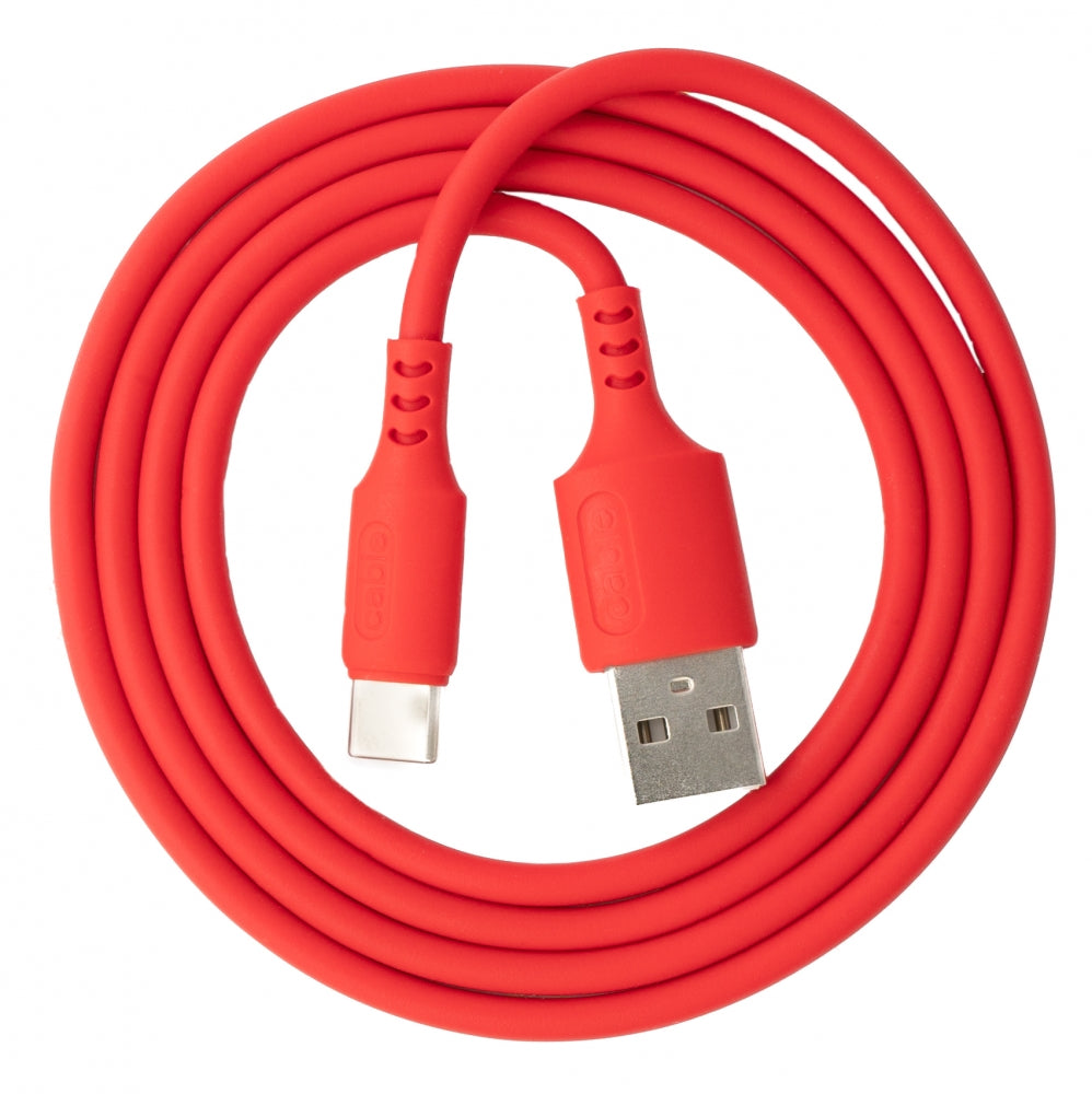 SYSTEM-S USB 3.1 cable 1 m type C plug to 2.0 type A plug adapter made of silicone in red