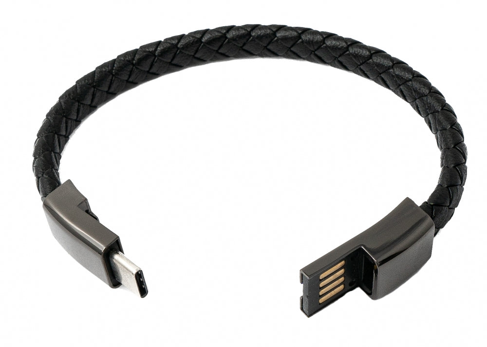 SYSTEM-S Câble bracelet USB 3.1 22,5 cm Adaptateur type C mâle vers 2.0 Type A mâle Noir