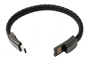 SYSTEM-S USB 3.1 bracelet cable 20cm type C plug to 2.0 type A plug adapter in black