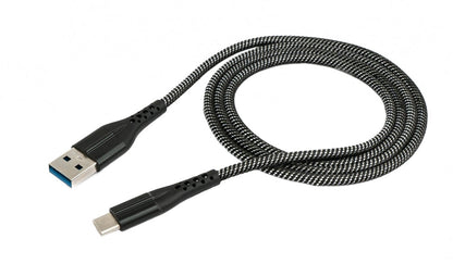 SYSTEM-S USB 3.1 Kabel 1m Typ C Stecker zu 3.0 Typ A Stecker geflochten Legierung in Grau