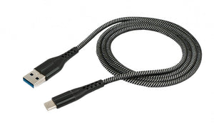 Cable USB 3.1 SYSTEM-S 1m Tipo C macho a 3.0 Tipo A macho aleación trenzada en color gris