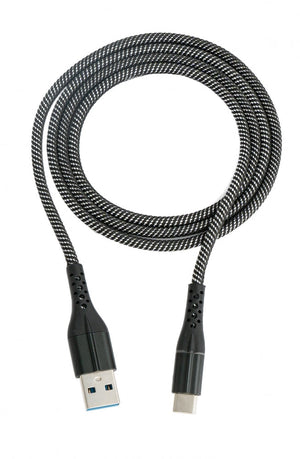 SYSTEM-S USB 3.1 cable 1m type C plug to 3.0 type A plug braided alloy in grey