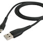 SYSTEM-S USB 3.1 Kabel 1 m Typ C Stecker zu 2.0 Typ A Stecker geflochten in Schwarz