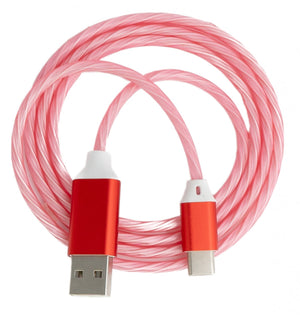 SYSTEM-S USB 3.1 luminous cable 1 m Type C plug to 2.0 Type A plug adapter in red