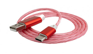 SYSTEM-S USB 3.1 leuchtendes Kabel 1 m Typ C Stecker zu 2.0 Typ A Stecker Adapter in Rot