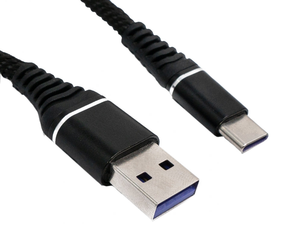 SYSTEM-S Cable USB 3.1 1 m Adaptador Tipo C macho a 3.0 Tipo A macho trenzado negro