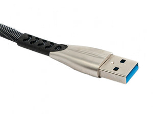 SYSTEM-S USB 3.1 cable 1m type C plug to 3.0 type A plug alloy braided black