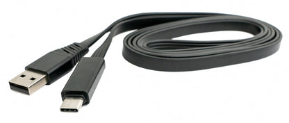 SYSTEM-S USB 3.1 Kabel 1 m Typ C Stecker zu 2.0 Typ A Stecker austauschbar flach Schwarz