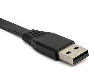 SYSTEM-S USB 3.1 cable 1 m type C plug to 2.0 type A plug interchangeable flat black