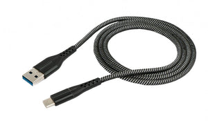 SYSTEM-S USB 3.1 Kabel 1 m Typ C Stecker zu 3.0 Typ A Stecker Adapter geflochten Schwarz